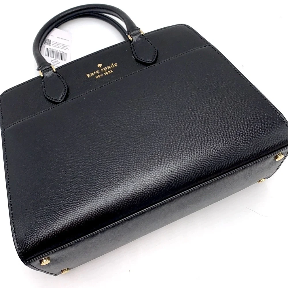KATE SPADE Madison Saffiano Leather Medium Satchel BLACK COLOR